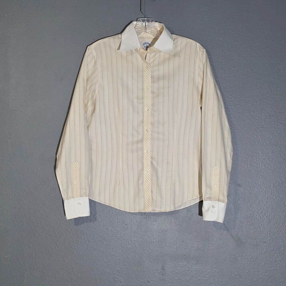 Brooks Brothers Est 1818 Women"s Non Iron Shirt Yellow Stripe Sz 4